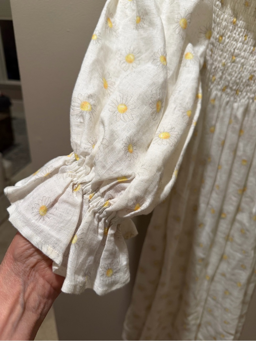 Sleeper Atlanta Off The Shoulder Linen Midi Dress Daisy Medium - Picture 7 of 11